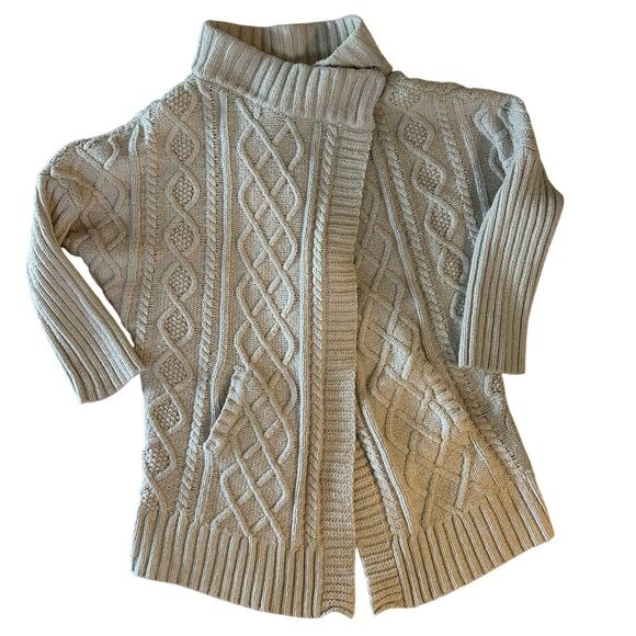 Prana Sweaters - Prana Cream Chunk Knit Snap Collar Cardigan Womens Size XL